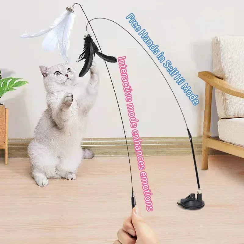 Jouet Interactif pour Chat avec Ventouse et Plumes