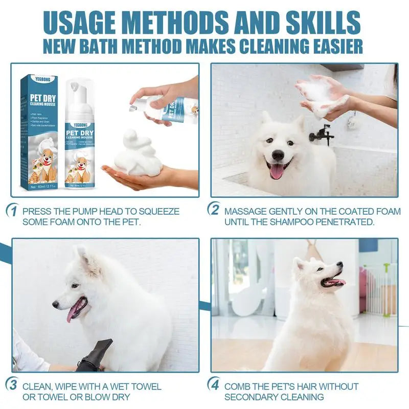 Shampoing Sec Sans Rinçage pour Chiens et Chats